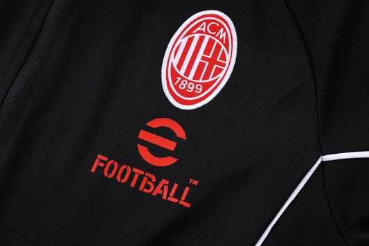 Conjunto AC Milan Zíper Curto Treino Preto