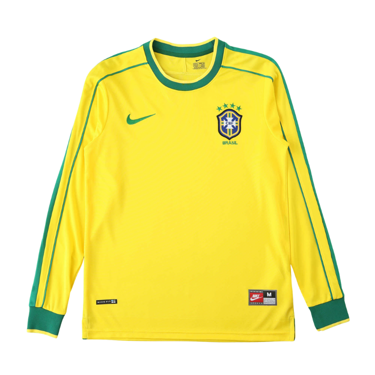 CAMISA RETRÔ MANGA LONGA BRASIL HOME 1998