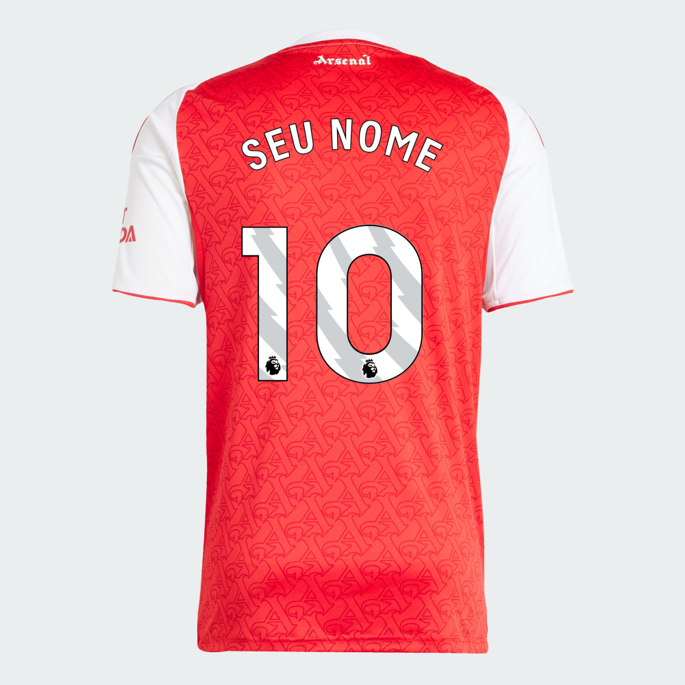 CAMISA ARSENAL I TITULAR 2025 TORCEDOR VERMELHA/BRANCA MASCULINA