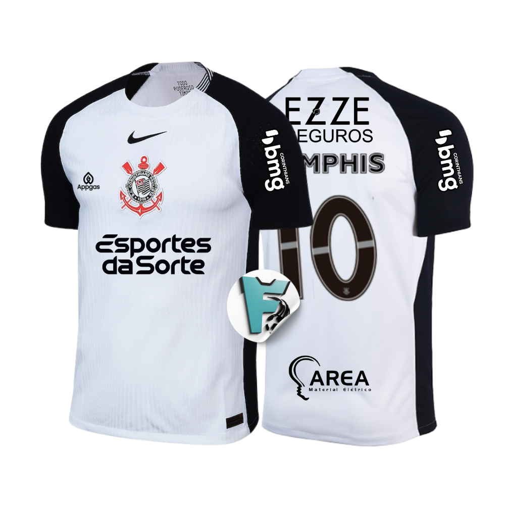 CAMISA MEMPHIS 10 TITULAR 2025/26 VERSÃO JOGADOR BRANCA MASCULINA