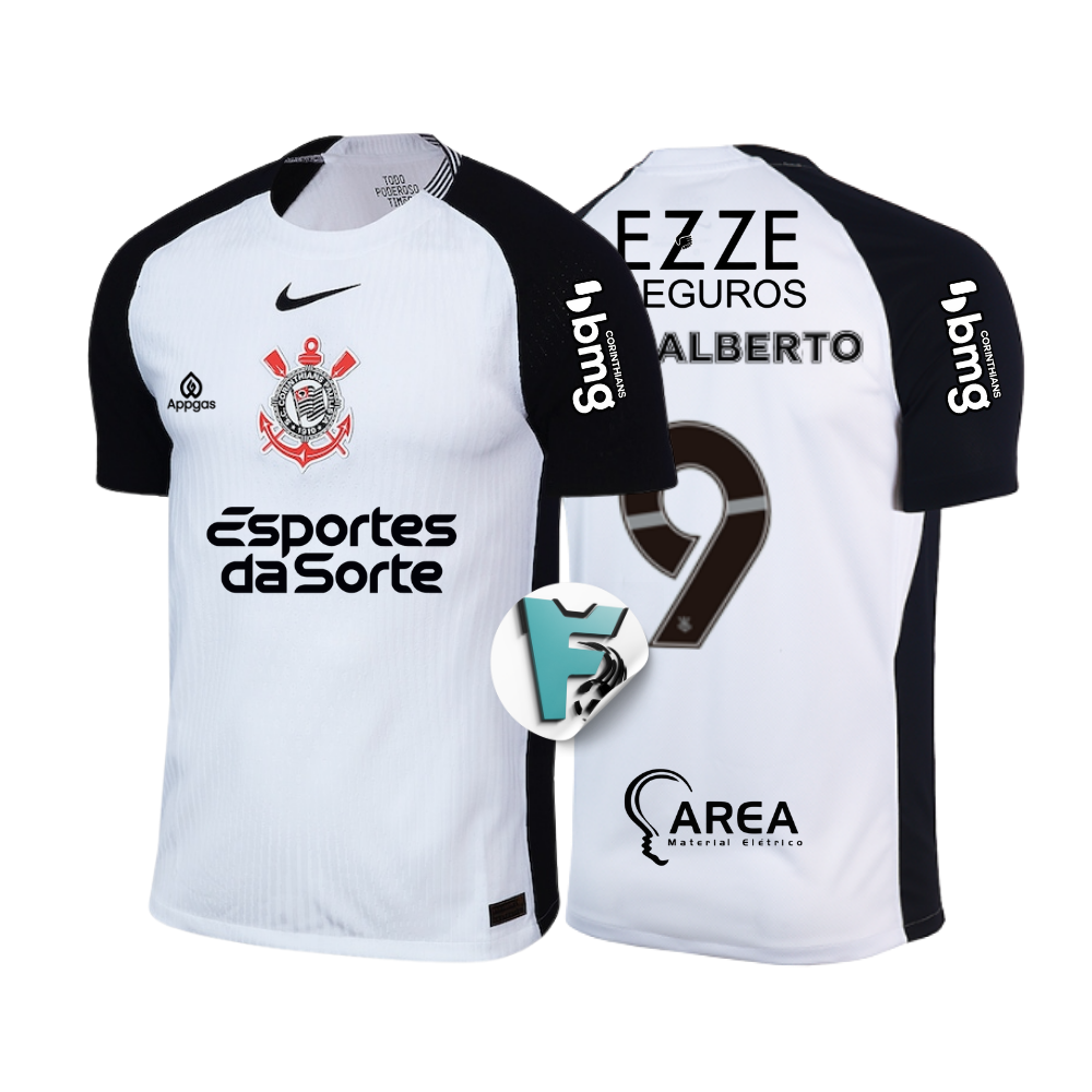 CAMISA YURI ALBERTO 9 TITULAR 2025/26 VERSÃO JOGADOR BRANCA MASCULINA