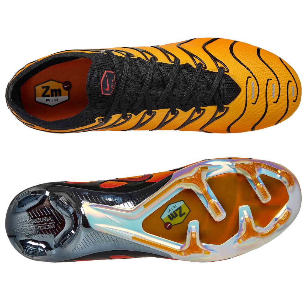 Chuteira de Campo Nike Zoom Mercurial Vapor 15 Elite FG Air Max Plus TN Black Pimento