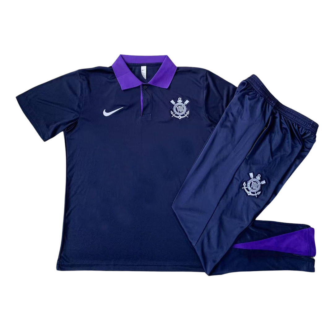 CONJUNTO TIMAO TREINO 2025/26 ROXA MASCULINA (POLO+CALÇA)