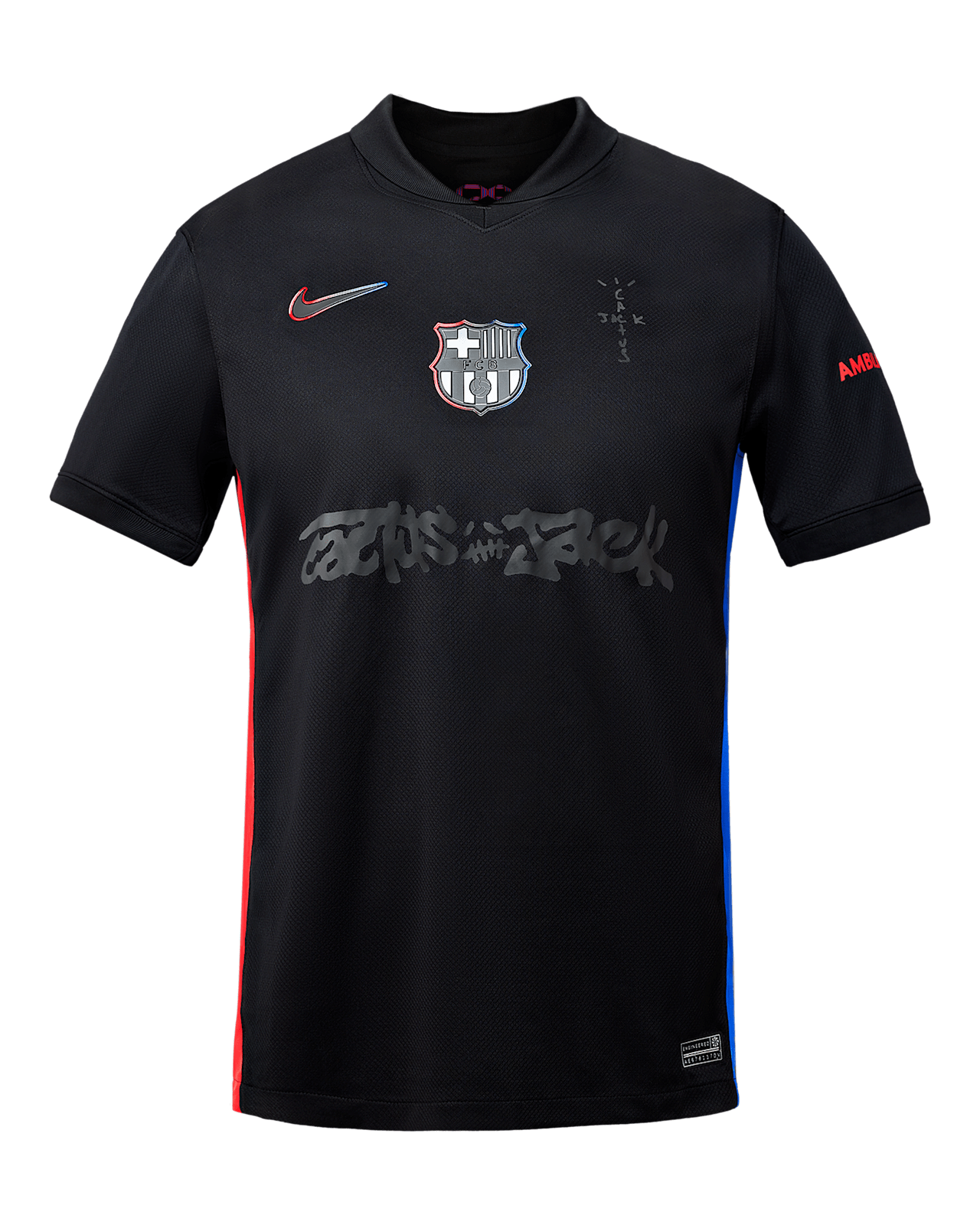 CAMISA TRAVIS SCOTT X BARCELONA 2024 CACTUS JACK PRETA TORCEDOR