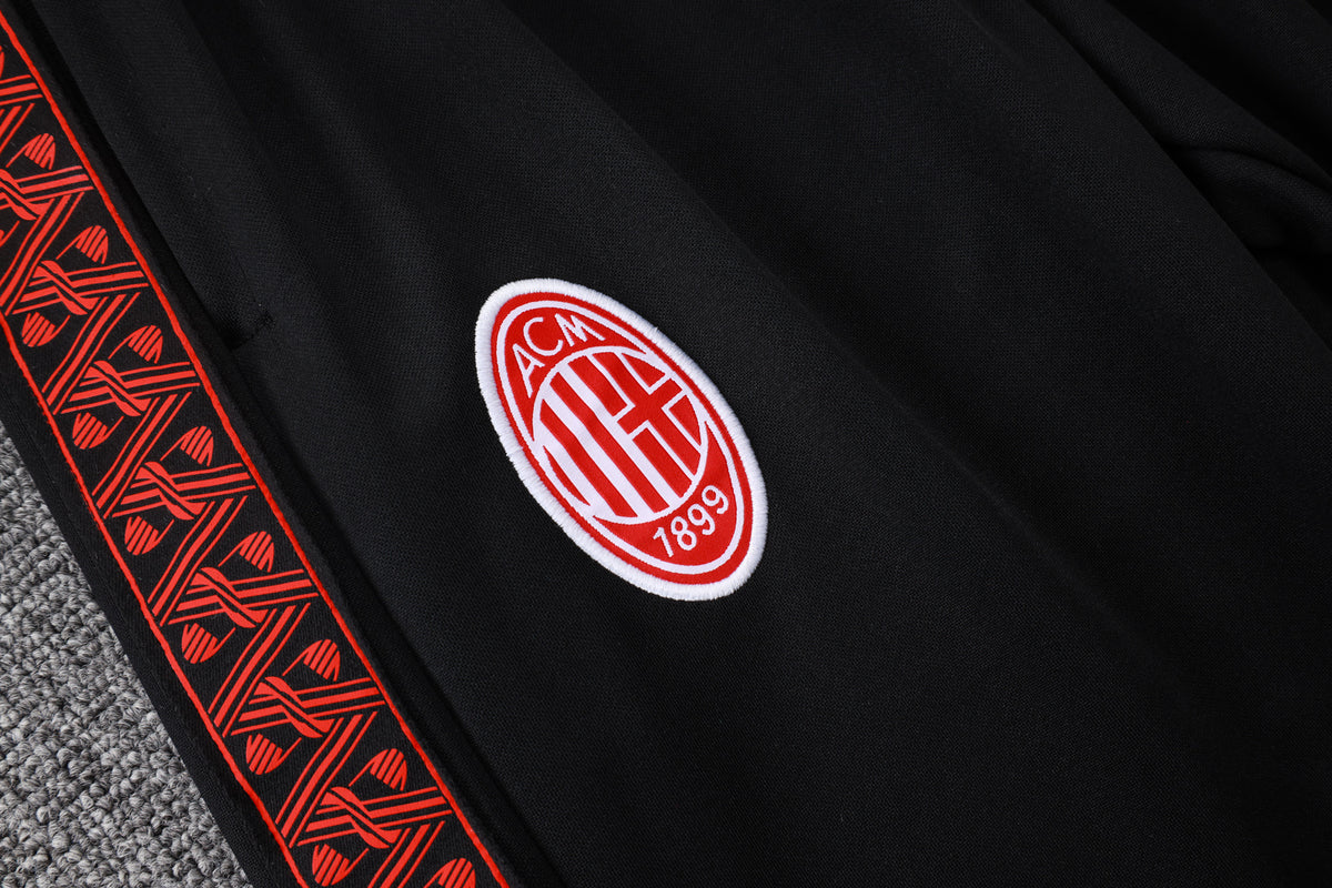 Conjunto AC Milan Zíper Curto Treino Preto