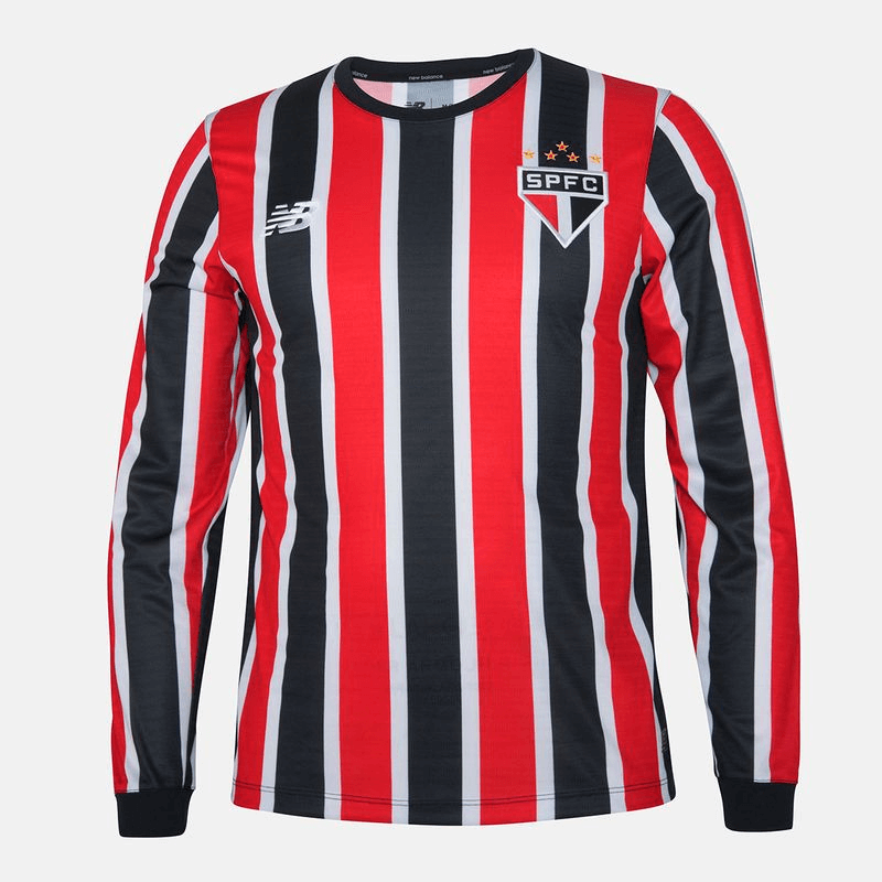 camisa_new_balance_são_paulo_ii_masculina_brasileirão_lançamento_torcedor_vermelha_branca_2024-25_away_TRICOLOR_MANGA_LOGA