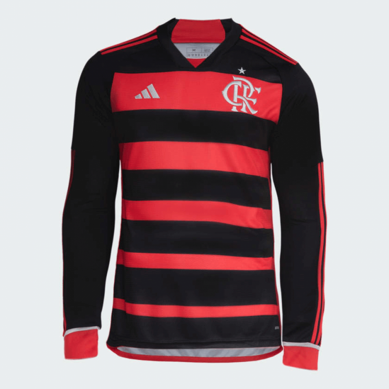 camisa_adidas_flamengo_2023_23-24_masculina-lançamento-torcedor-preta-VERMELHA-MANGA-LONGA