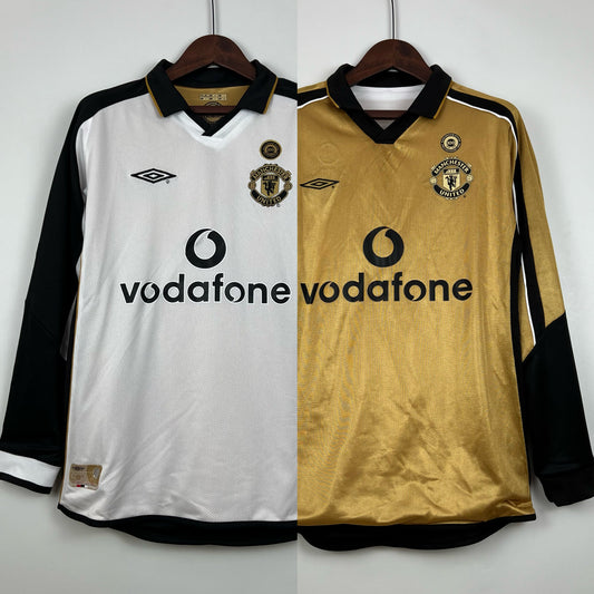 CAMISA RETRÔ MANCHESTER UNITED MANGA LONGA DUPLA FACE 01/02