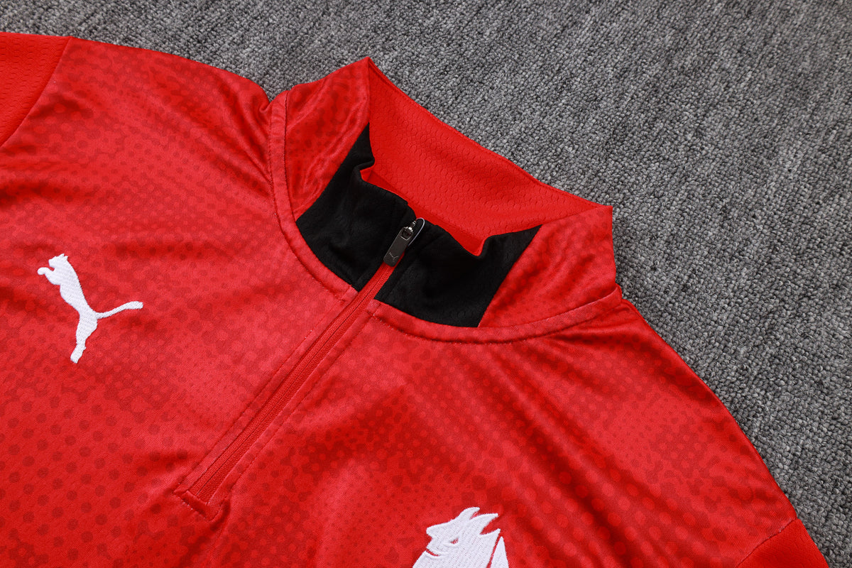 Conjunto AC Milan Zíper Curto Treino Vermelho