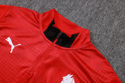 Conjunto AC Milan Zíper Curto Treino Vermelho