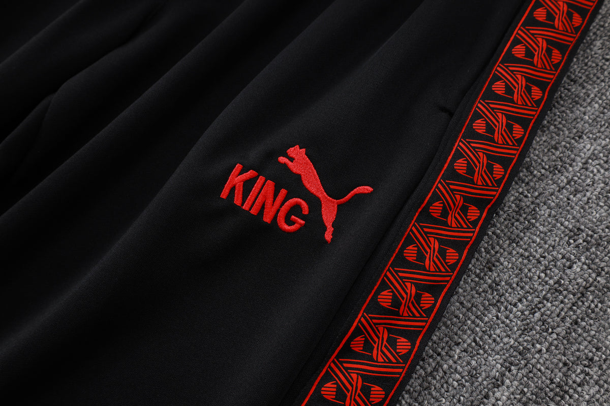 Conjunto AC Milan Zíper Curto Treino Preto