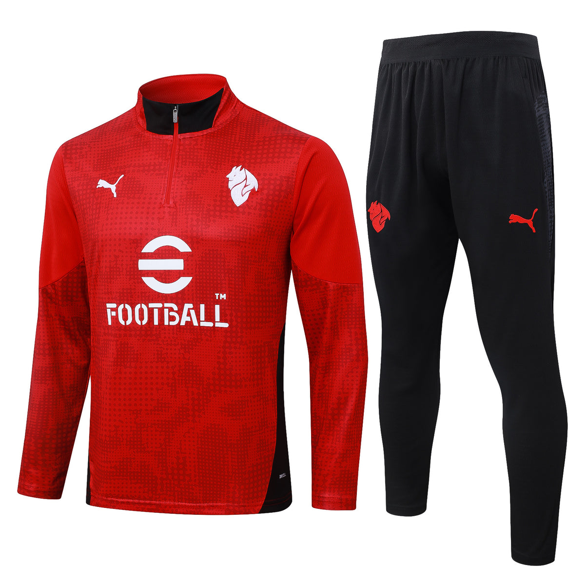 Conjunto AC Milan Zíper Curto Treino Vermelho