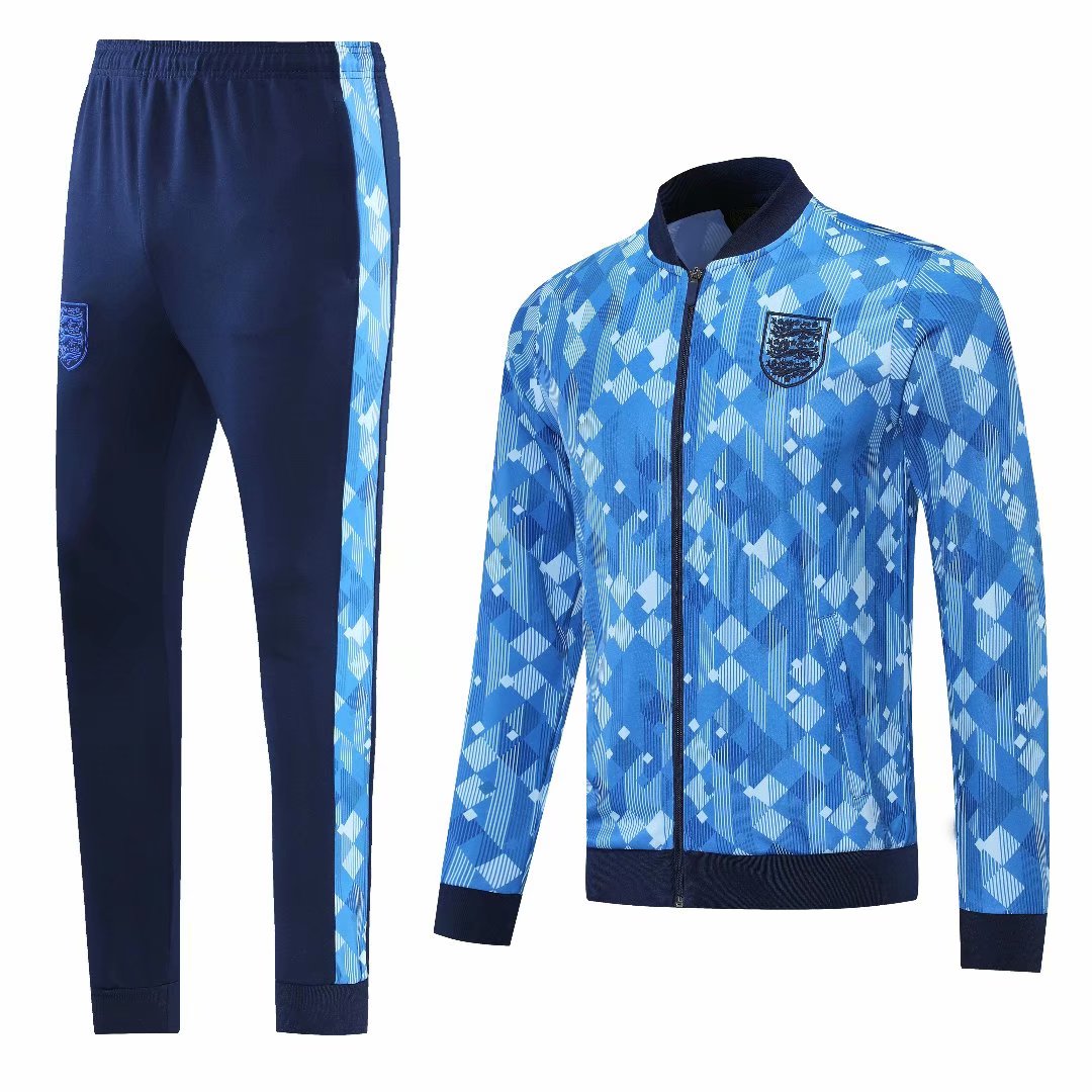 Conjunto Inglaterra Zíper Longo Azul