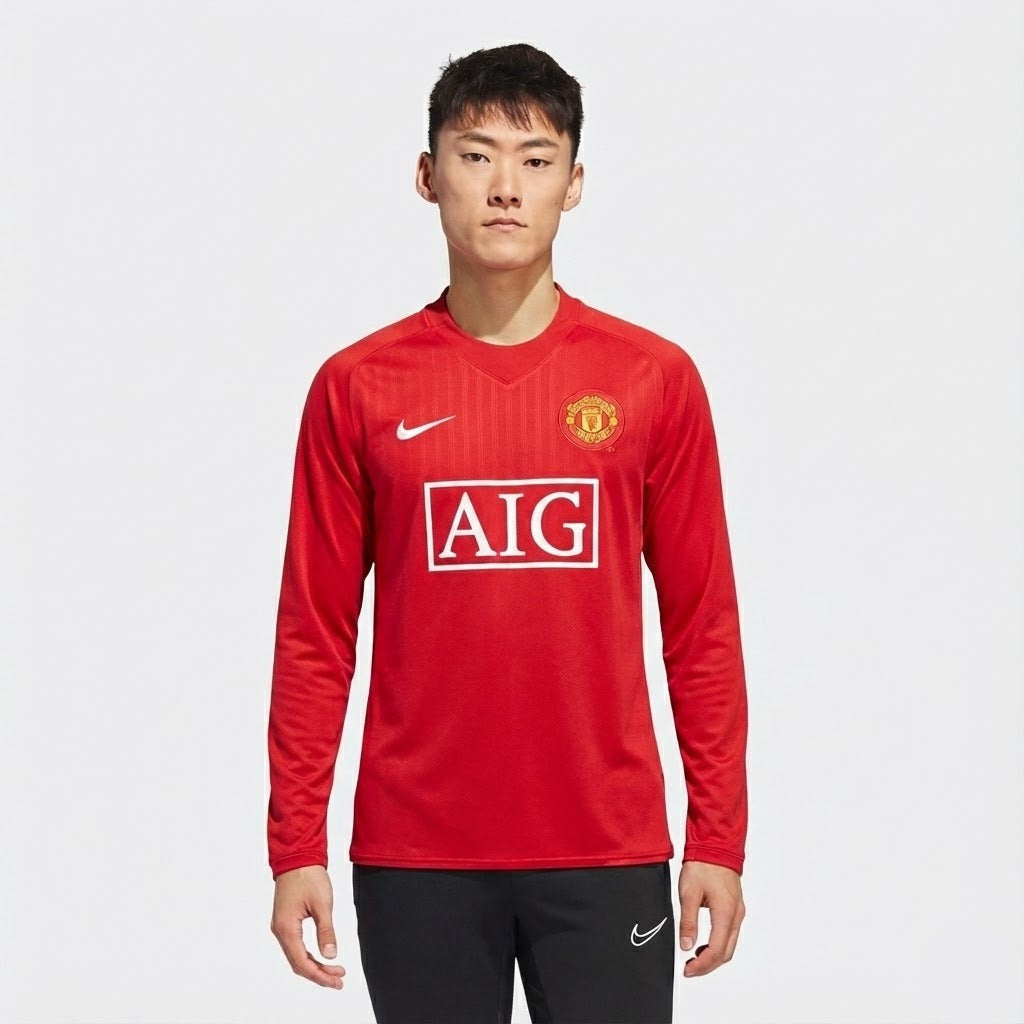Camisa Retrô Manchester United 2007/08 Manga Longa Edição Champions League