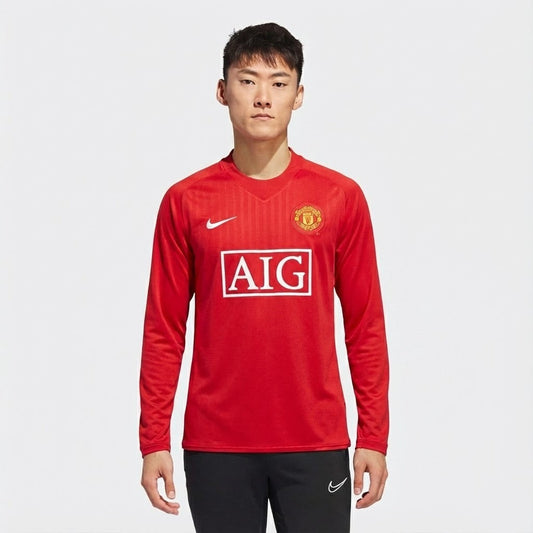 Camisa Retrô Manchester United 2007/08 Manga Longa Edição Champions League