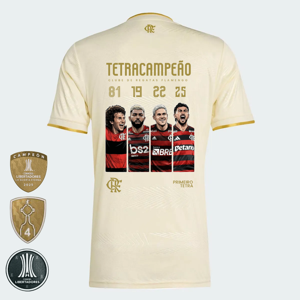 CAMISA MENGÃO THIRD EDIÇÃO TETRACAMPEÃO + PATCHS LIBERTADORES