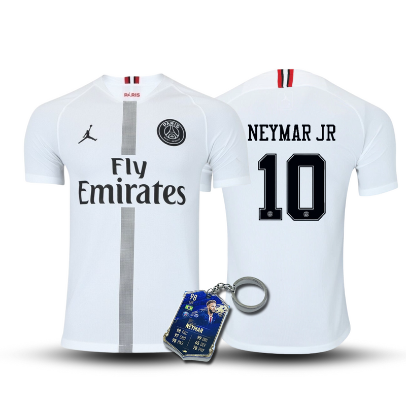 CAMISA RETRÔ NEYMAR JR 11 PSG THIRD BRANCA 2018/19 MASCULINA + CHAVEIRO ESPECIAL DE BRINDE