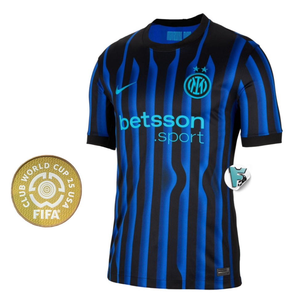 CAMISA TITULAR I INTER DE MILÃO MUNDIAL DE CLUBES 2025 TORCEDOR MASCULINA PRETA