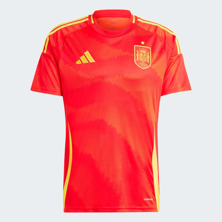 camisa_adidas_Espanha_masculina_eurocopa_lançamento_torcedor_vermelha_2024-25_home
