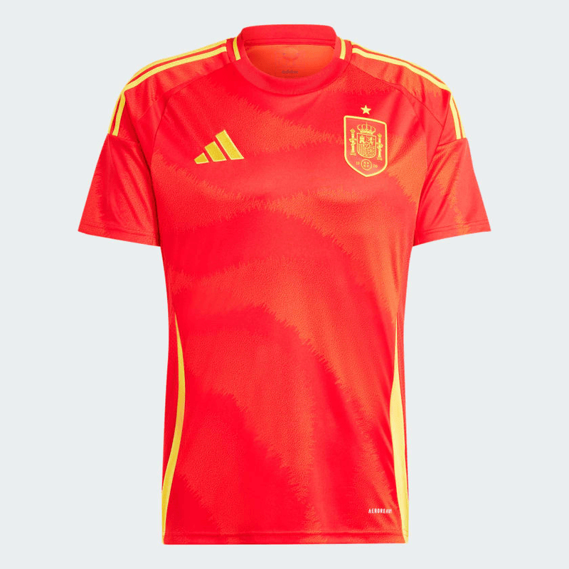 camisa_adidas_Espanha_masculina_eurocopa_lançamento_torcedor_vermelha_2024-25_home