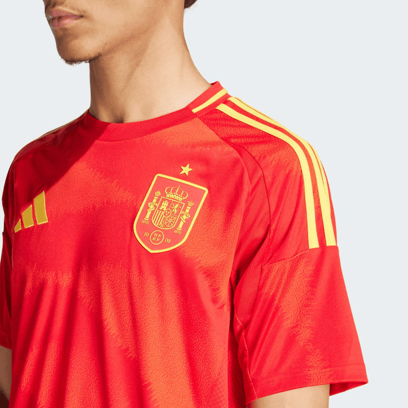 camisa_adidas_Espanha_masculina_eurocopa_lançamento_torcedor_vermelha_2024-25_home