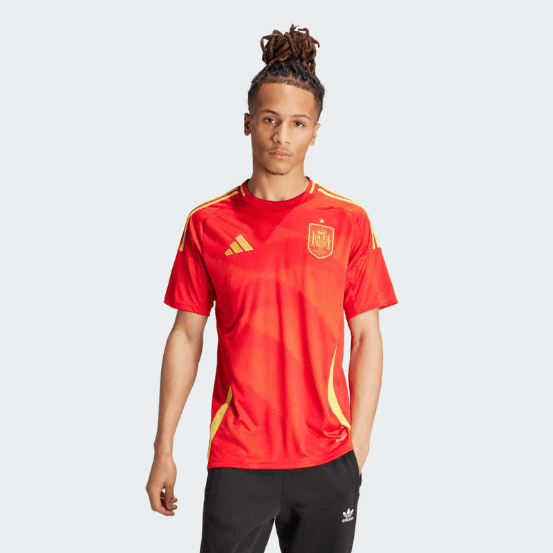 camisa_adidas_Espanha_masculina_eurocopa_lançamento_torcedor_vermelha_2024-25_home