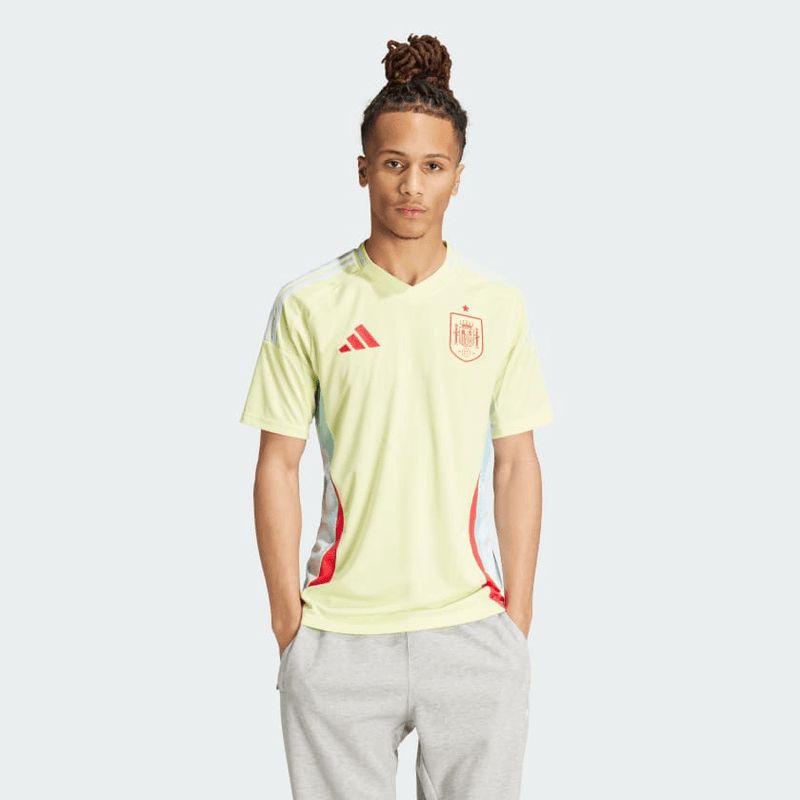 camisa_adidas_Espanha_masculina_eurocopa_lançamento_torcedor_amarela_2024-25_away