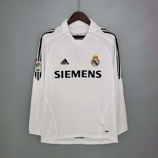CAMISA REAL MADRID MANGA LONGA RETRÔ HOME 05/06