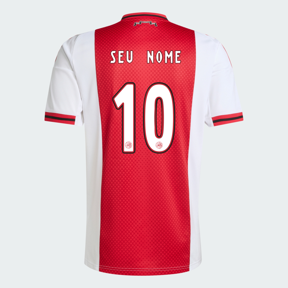 CAMISA AJAX I TITULAR 2025 TORCEDOR VERMELHA/BRANCA MASCULINA