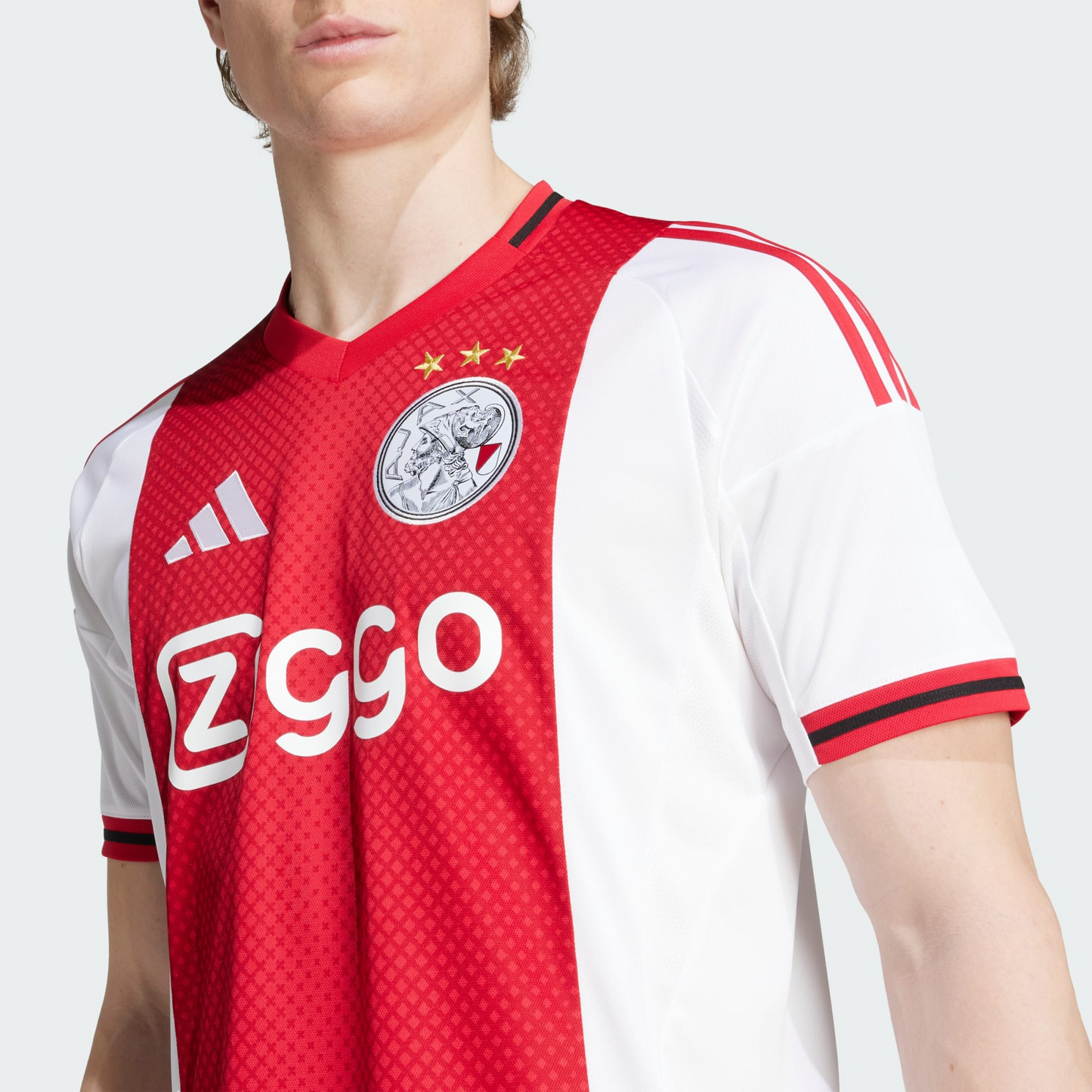 CAMISA AJAX I TITULAR 2025 TORCEDOR VERMELHA/BRANCA MASCULINA