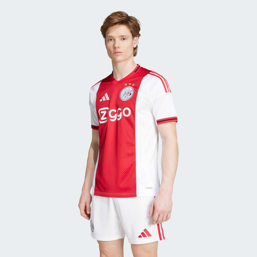 CAMISA AJAX I TITULAR 2025 TORCEDOR VERMELHA/BRANCA MASCULINA
