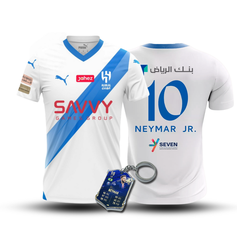 CAMISA NEYMAR JR 10 AL HILAL AWAY 2023/24 BRANCO MASCULINA + CHAVEIRO ESPECIAL DE BRINDE