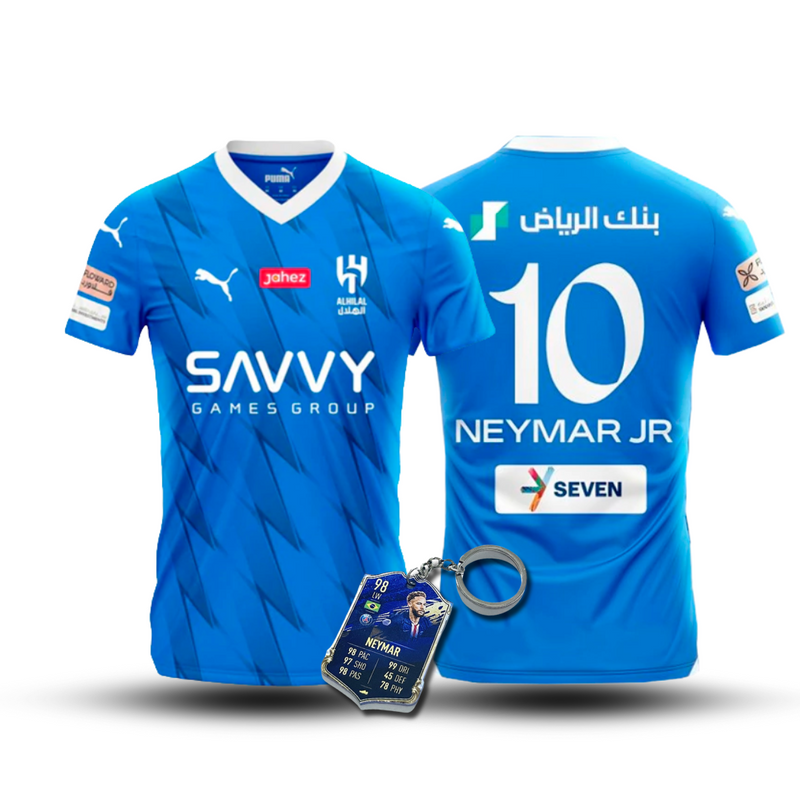 CAMISA NEYMAR JR 10 AL HILAL HOME 2023/24 AZUL MASCULINA + CHAVEIRO ESPECIAL DE BRINDE