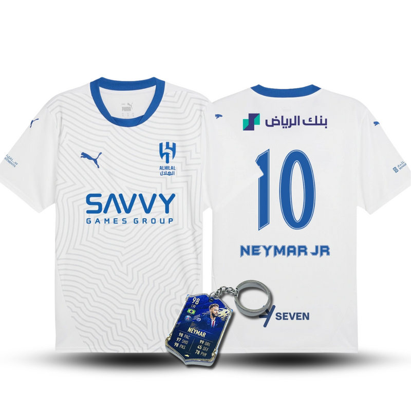 CAMISA NEYMAR JR 10 AL HILAL AWAY 2024/25 BRANCO MASCULINA + CHAVEIRO ESPECIAL DE BRINDE