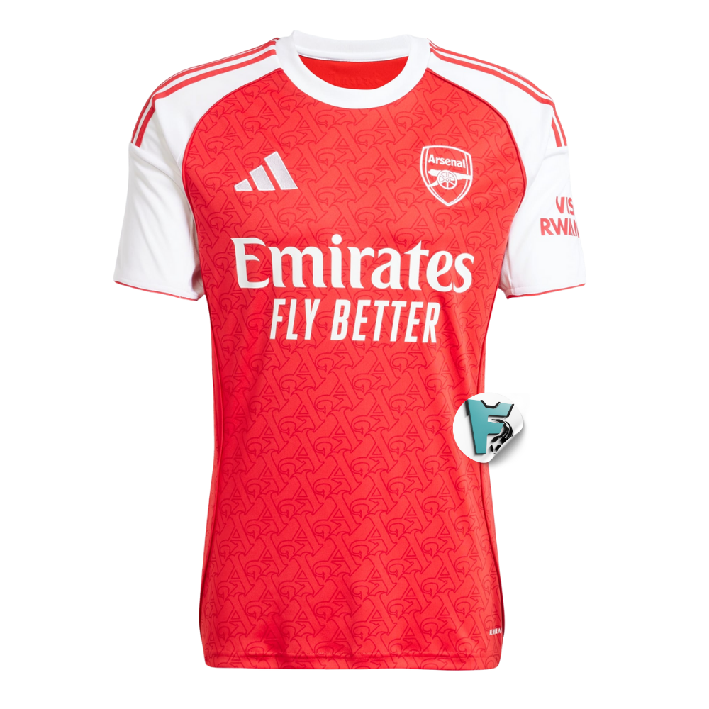 CAMISA ARSENAL I TITULAR 2025 TORCEDOR VERMELHA/BRANCA MASCULINA
