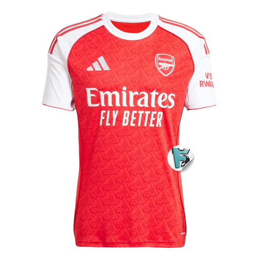 CAMISA ARSENAL I TITULAR 2025 TORCEDOR VERMELHA/BRANCA MASCULINA