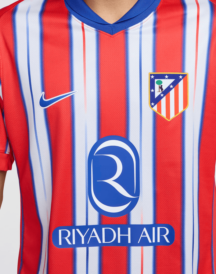 camisa-atlético-de-madrid-24-25-nike-lançamento-listrada-vermelha-branca-azul