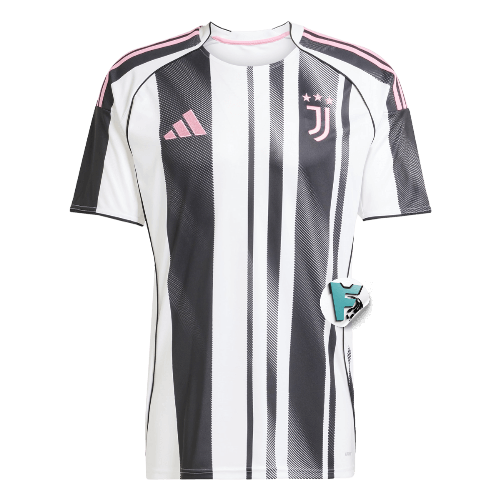 CAMISA JUVENTUS I TITULAR 2025 TORCEDOR PRETA/BRANCA MASCULINA