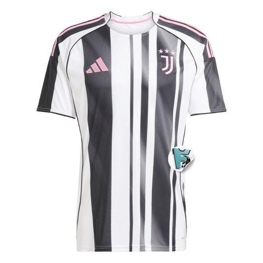 CAMISA JUVENTUS I TITULAR 2025 TORCEDOR PRETA/BRANCA MASCULINA