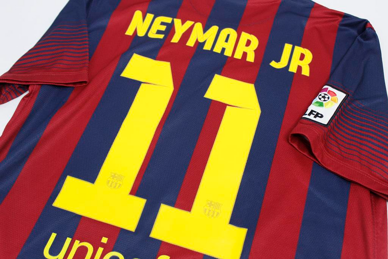 CAMISA RETRÔ NEYMAR JR 11 BARCELONA HOME 2013/14 GRENÁ MASCULINA + CHAVEIRO ESPECIAL DE BRINDE