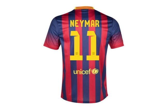 CAMISA RETRÔ NEYMAR JR 11 BARCELONA HOME 2013/14 GRENÁ MASCULINA + CHAVEIRO ESPECIAL DE BRINDE