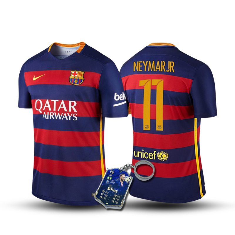 CAMISA RETRÔ NEYMAR JR 11 BARCELONA 2015/16 GRENÁ MASCULINA + CHAVEIRO ESPECIAL DE BRINDE