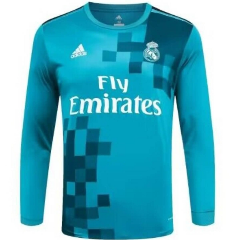 Camisa Retrô Real Madrid 2017/18 TERCEIRA AZUL Manga Longa