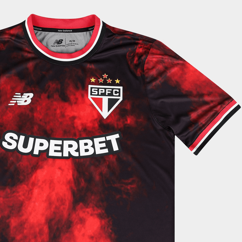 CAMISA SÃO PAULO III THIRD 2024/25 VERSÃO JOGADOR PRETA/VERMELHA