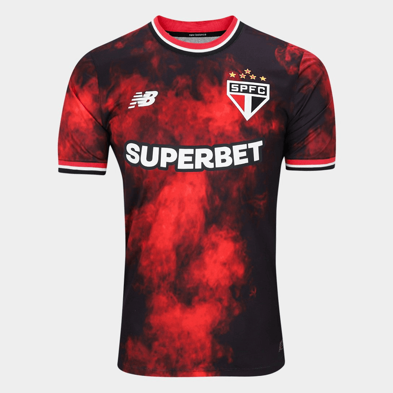 CAMISA SÃO PAULO III THIRD 2024/25 VERSÃO JOGADOR PRETA/VERMELHA