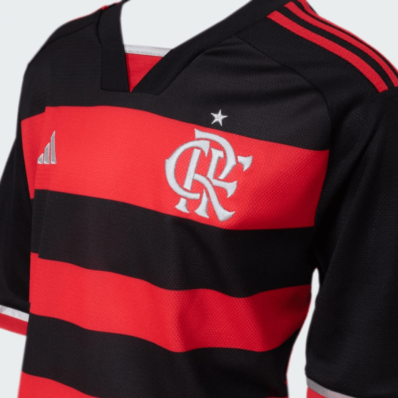 camisa_adidas_flamengo_infantil_conjunto-infantil-lançamento-torcedor-preta-VERMELHA-2024-25-home-adidas