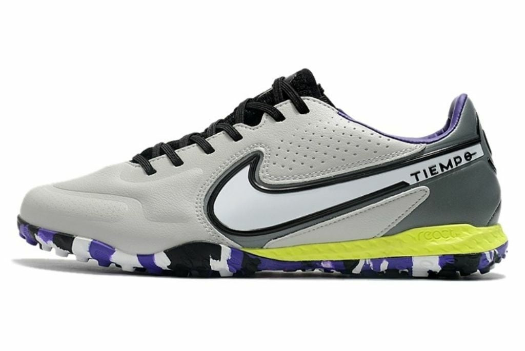 Chuteira Nike Tiempo Legend 9 Society TF Cinza/Roxo