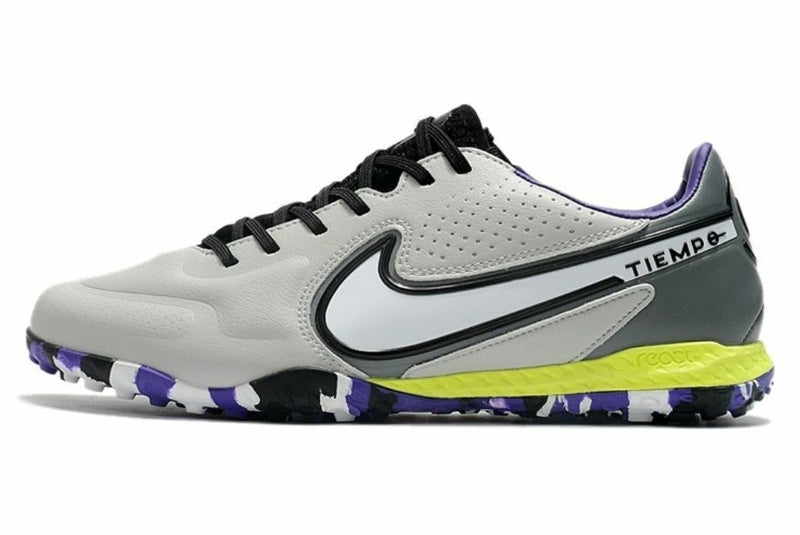 Chuteira Nike Tiempo Legend 9 Society TF Cinza/Roxo