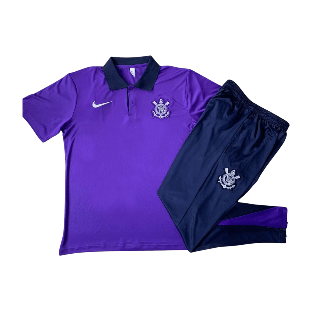 CONJUNTO TIMAO TREINO 2025/26 ROXA MASCULINA (POLO+CALÇA)