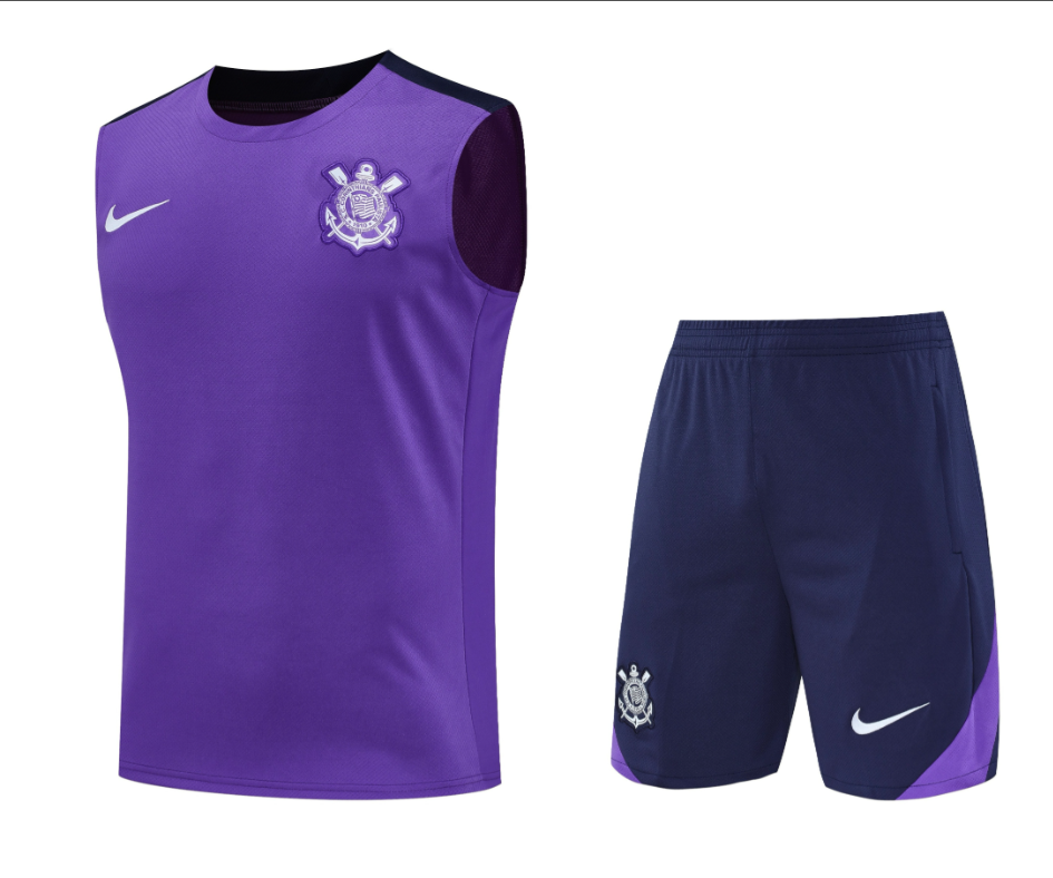 CONJUNTO TIMAO TREINO 2025/26 ROXA MASCULINA (REGATA+SHORTS)